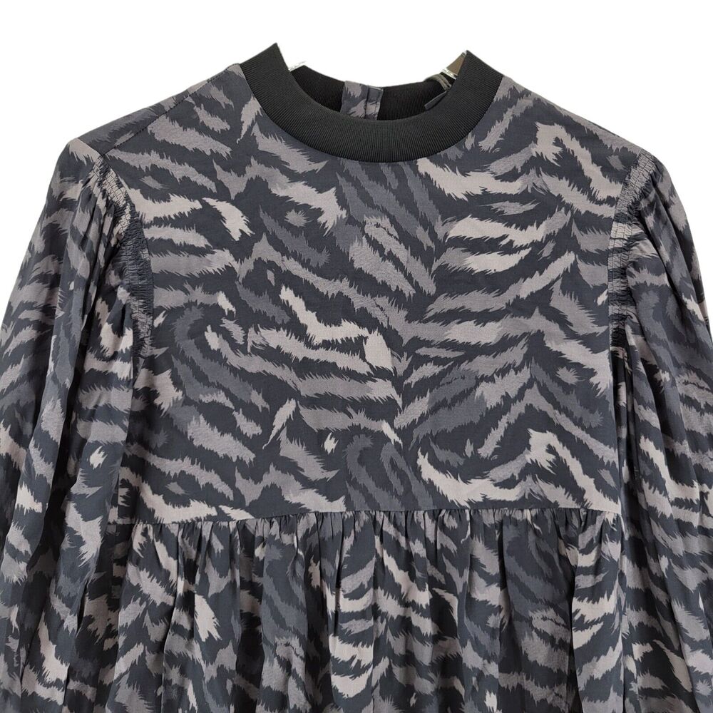 Allsaints Womens Blouse‎ Size XS Fayre Remix Top Gray Print Viscose Long Sleeve - Picture 3 of 15